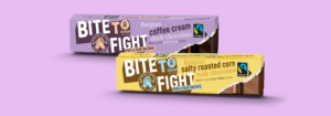 2 nieuwe smaken fairtradechocolade in het Bite to Fight-assortiment